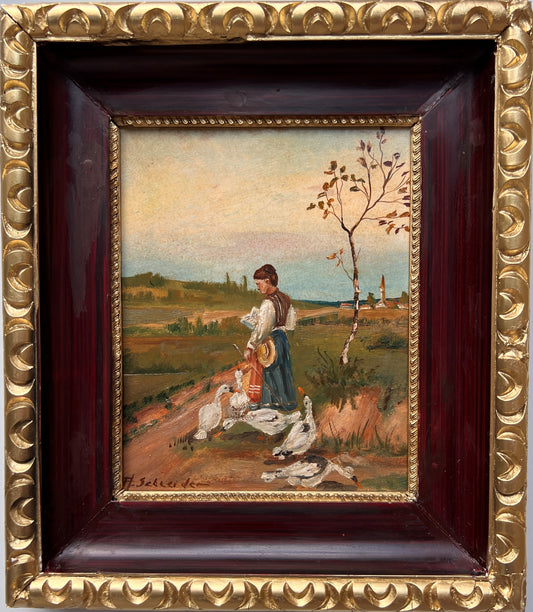 Listed American Artist Arthur Schneider (1866-1943 Antique Oil on board Painting