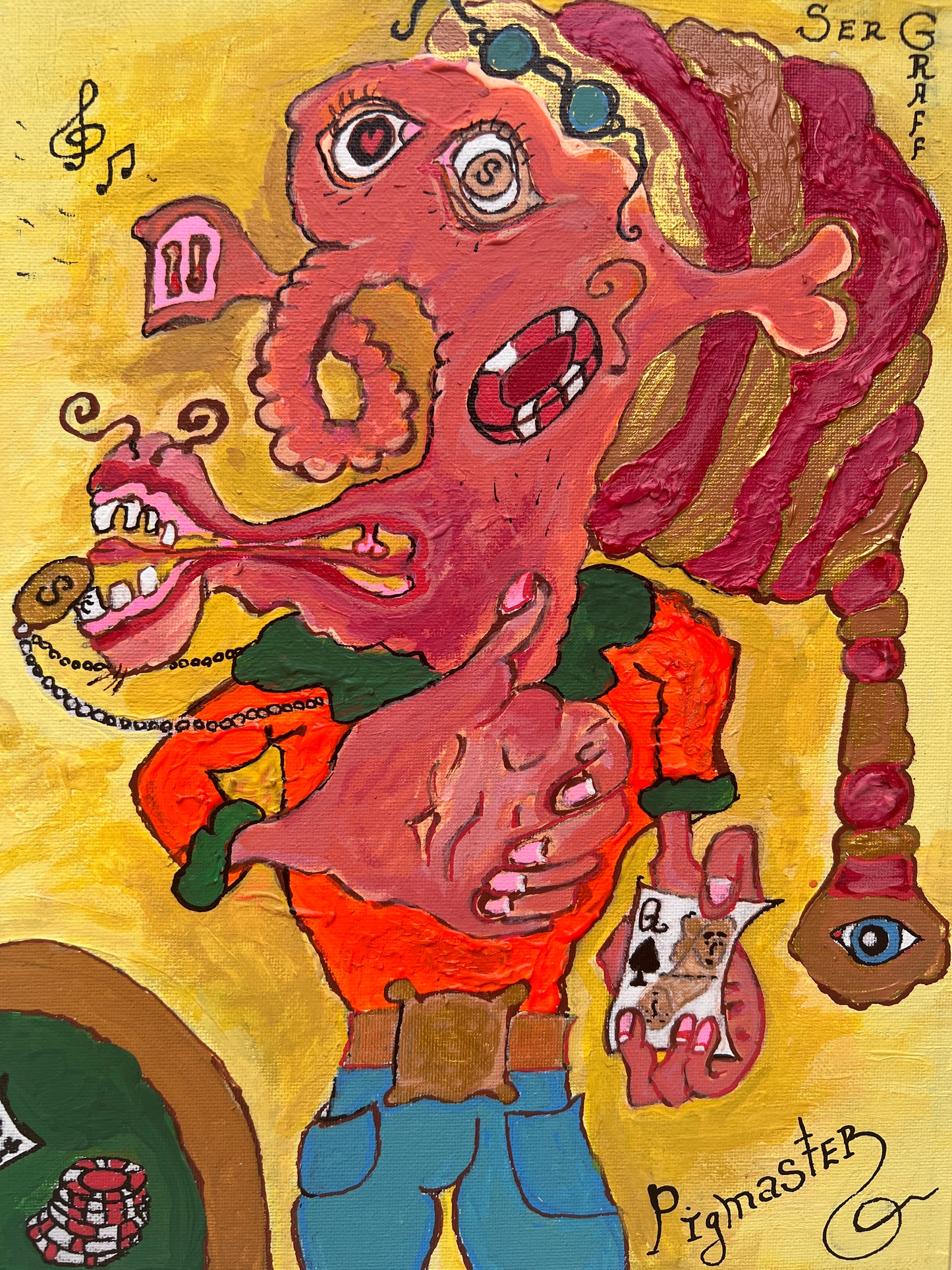 Unique Painting on Board by Serg Graff "PigMaster". Please READ DESCRIPTION!