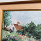 American Artist Sally Wagner Vintage 1990 painting on canvas, Flowers Garden