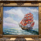 Russian Artist Dobritsin Oil painting on canvas, seascape, Sailing ship, Framed