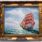 Russian Artist Dobritsin Oil painting on canvas, seascape, Sailing ship, Framed