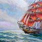 Russian Artist Dobritsin Oil painting on canvas, seascape, Sailing ship, Framed