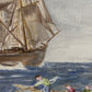 Artist E.F. Fuller Original Painting on canvas, Seascape, Sailboat. Dated