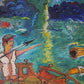 Original oil painting on canvas, Moby Dick scene, signed S.Graff, COA