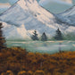 Vintage  oil painting on canvas, landscape, mountain view, signed R.Dean,framed