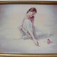 Large vintage oil painting on canvas, R.Young, ballerina, signed, framed