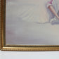 Large vintage oil painting on canvas, R.Young, ballerina, signed, framed