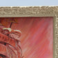 Vintage oil painting on board, seascape,Clipper ship, Sunset, Signed, framed