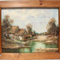 Vintage oil painting on canvas, Rural Landscape, signed R.David, framed