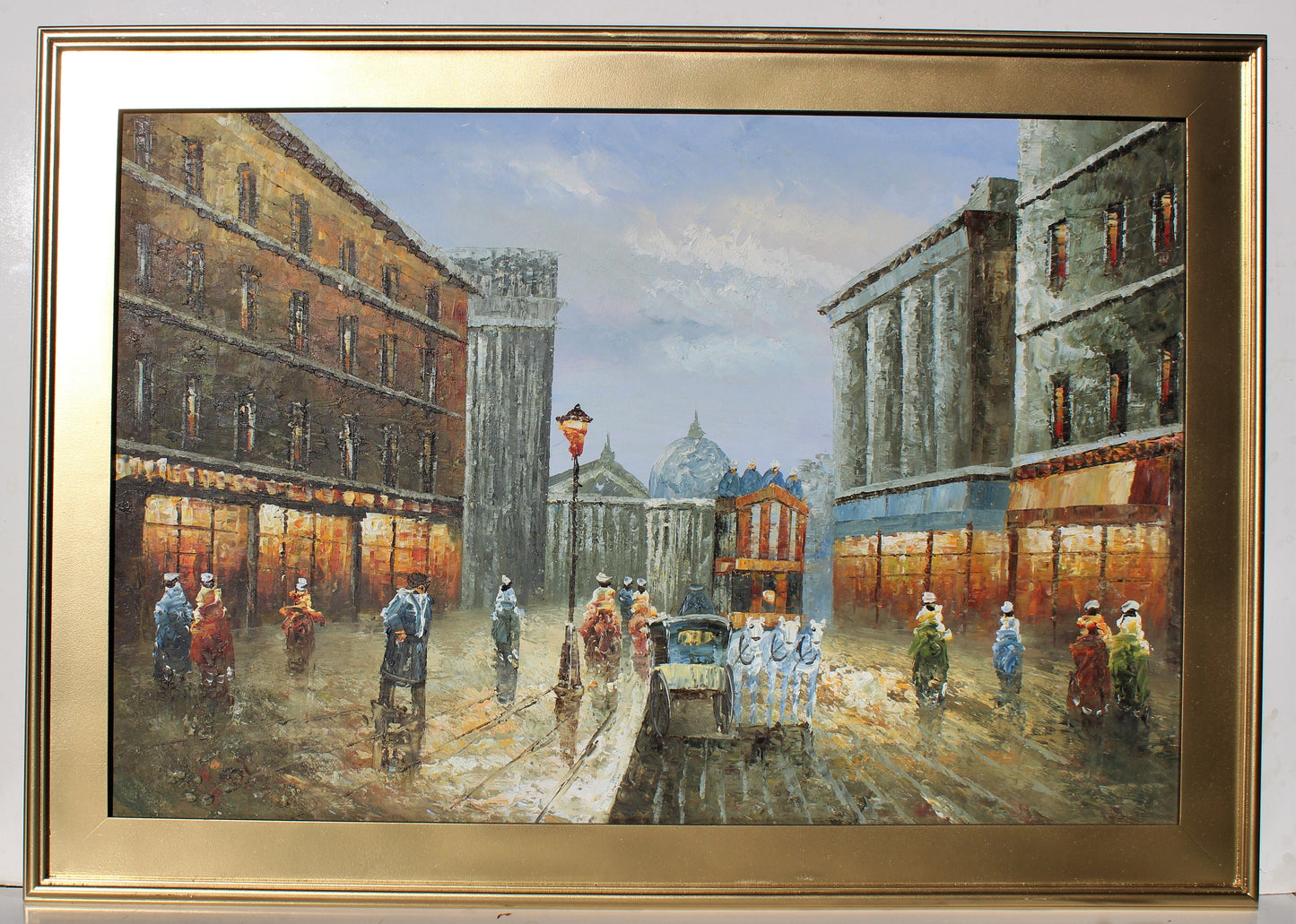 Original oil painting on canvas, cityscape, Paris, unsigned, framed