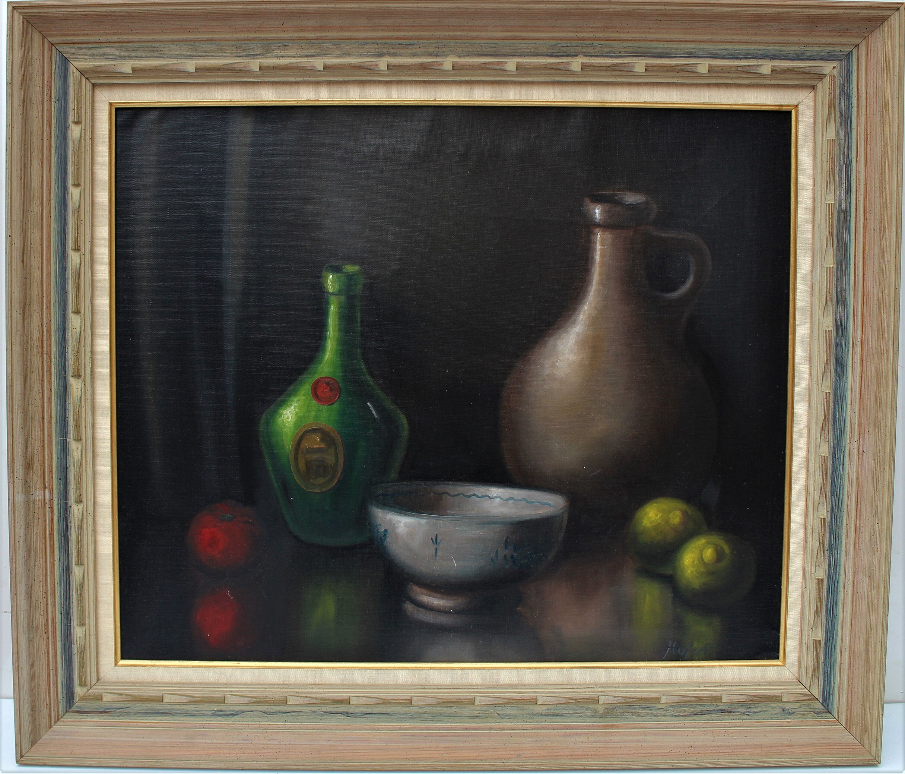 Vintage wall art. Original sale Oil Painting. Still life. Signed, Dated 1967. Framed. DanPicked