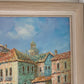 Large oil painting on canvas, Italy, Venice, Canal view, Signed Charlote