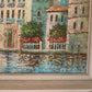 Large oil painting on canvas, Italy, Venice, Canal view, Signed Charlote