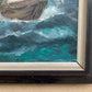 Large Vintage Oil painting on canvas, seascape, Sailing Ships, framed