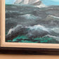 Large Vintage Oil painting on canvas, seascape, Sailing Ships, framed