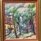 Vintage oil painting on canvas, Danish Artist N.Madsen, Cityscape, Street scene