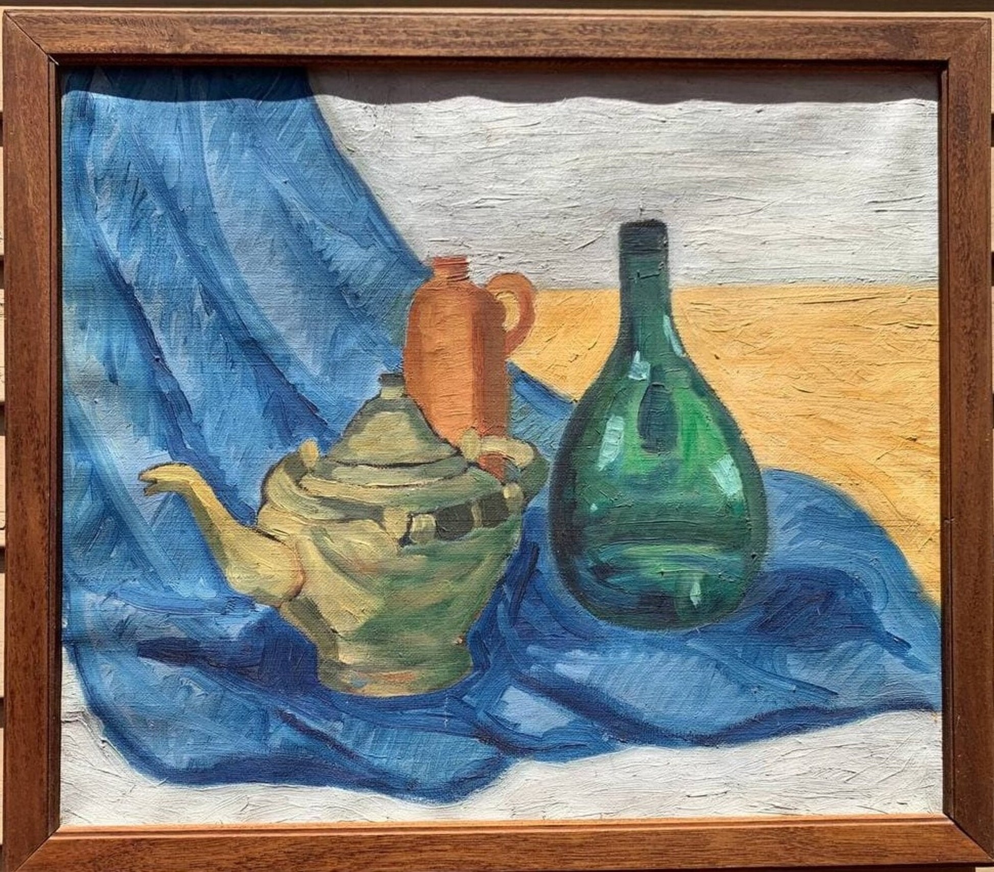 Danish Vintage Still Life oil painting on canvas, Unsigned, Framed