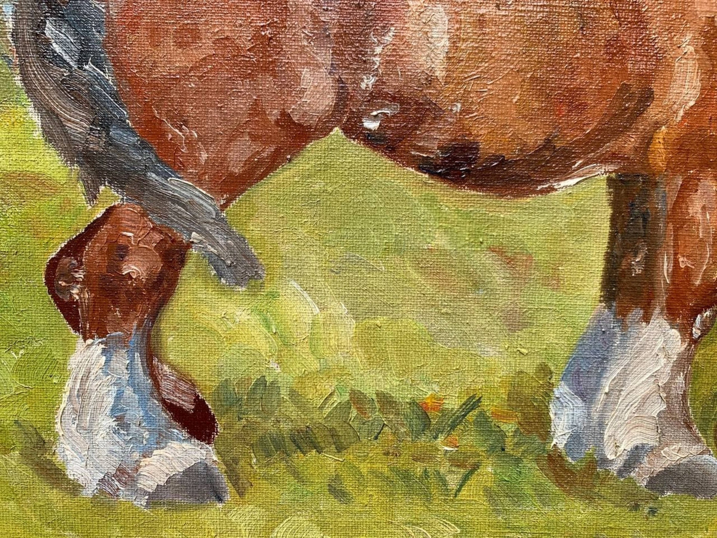 1938 Danish Vintage/antique oil painting on canvas, Horses, Signed dated