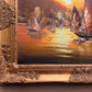 Stunning Oil painting on Canvas, Seascape, Sailing Ships at Sunset, Framed