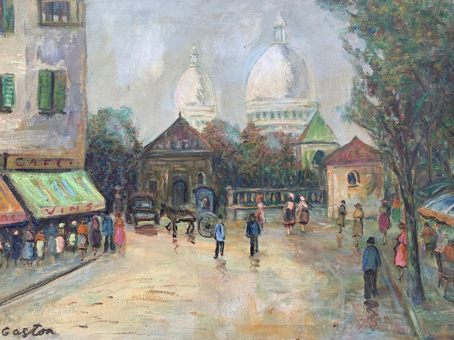 French Artist J,Gaston Large oil painting on canvas Paris, View of Montmartre