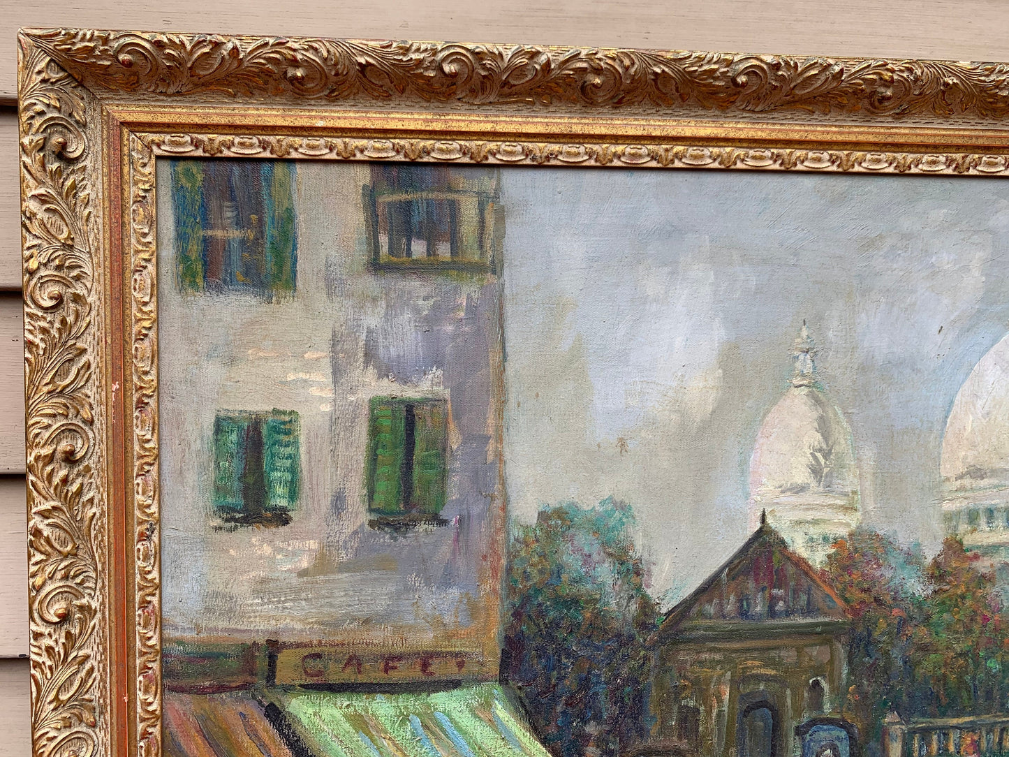 French Artist J,Gaston Large oil painting on canvas Paris, View of Montmartre