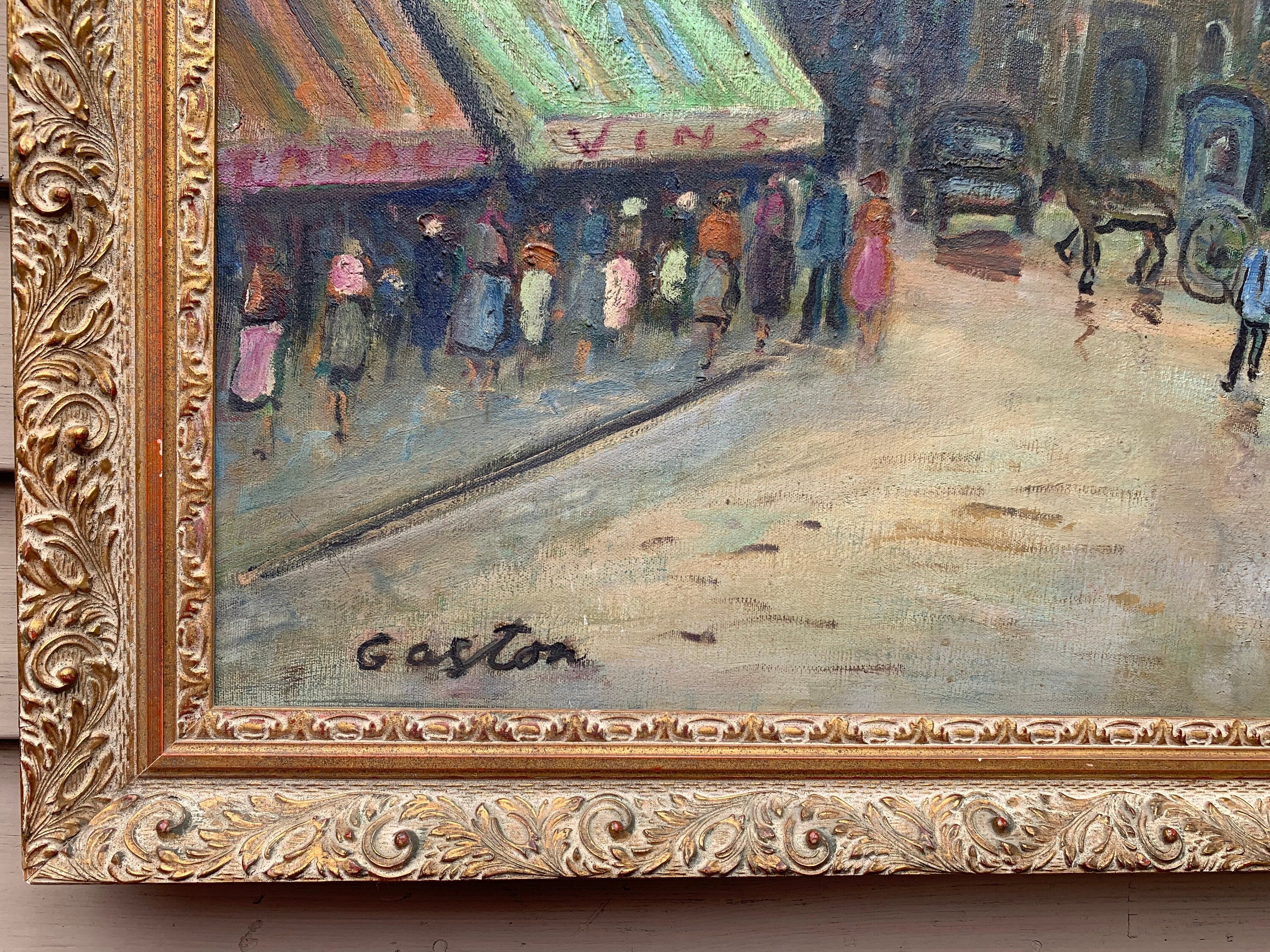 French Artist J Gaston Large oil painting on canvas Paris View of