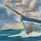 1977 Vintage oil painting on canvas, Seascape, sailing ship, Signed A.G. Burse