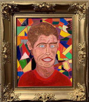 One-Of-A-Kind painting on canvas "Crash Kennedy" by Serg Graff, Gold Frame, COA