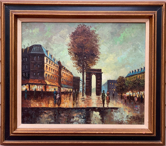 Original oil painting on canvas France, Paris, Triumphal Arch, Signed, Framed