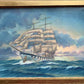 1977 Vintage oil painting on canvas, Seascape, sailing ship, Signed A.G. Burse