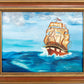 Acrylic on canvas board painting of a ship signed Alyce Pringle 1978 framed