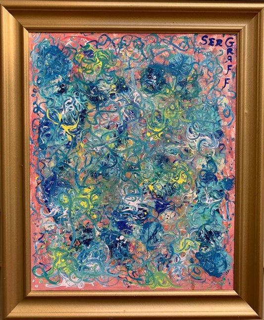 Original Abstract Painting on Canvas, " Underwater Dream" by Serg Graff, COA