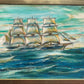 Vintage Oil painting on canvas, seascape, Sailing ship, Unsigned, Framed