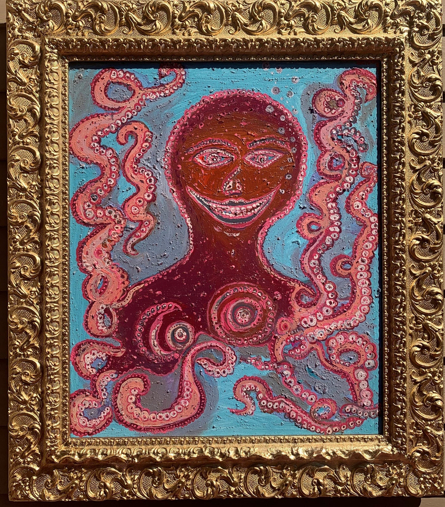 Abstract Painting on Canvas by Serg Graff "Funny Octopus on Vacation"