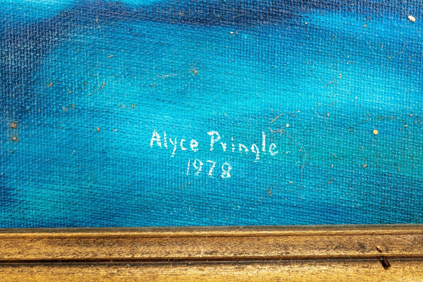 Acrylic on canvas board painting of a ship signed Alyce Pringle 1978 framed