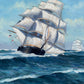 Listed American Artist Malcolm Waite (XX), oil painting, Seascape, Sailing Ship