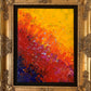 Original Abstract Painting on Canvas "Volcanic Eruption" , Signed, Framed