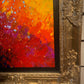 Original Abstract Painting on Canvas "Volcanic Eruption" , Signed, Framed