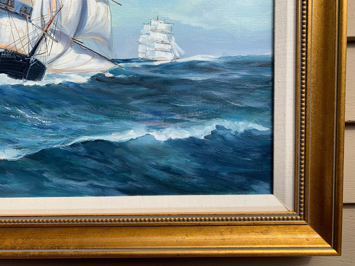 Listed American Artist Malcolm Waite (XX), oil painting, Seascape, Sailing Ship