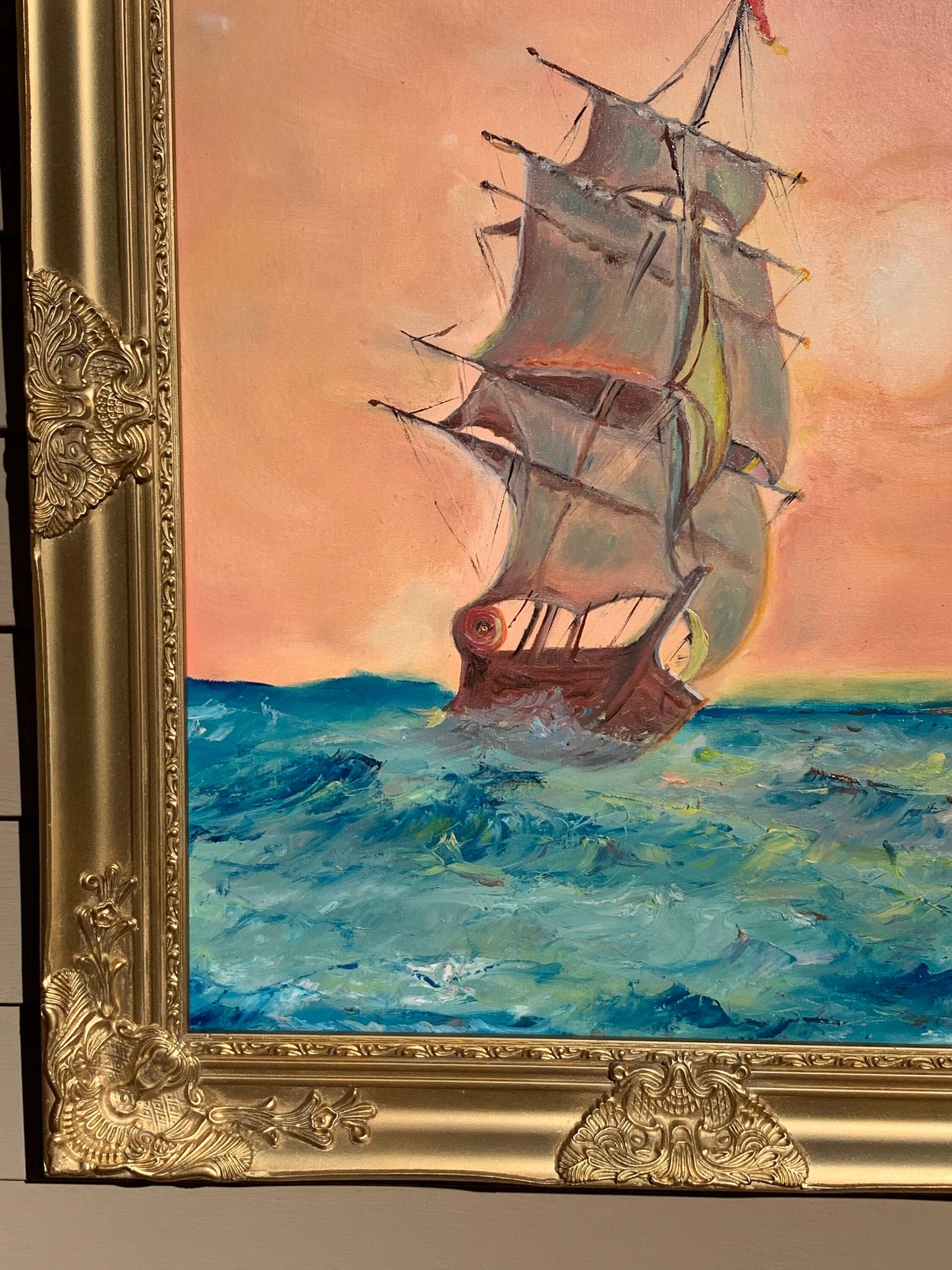 Large Oil Painting on Canvas, Seascape by Serg Graff "Clipper Ship Dream" Framed