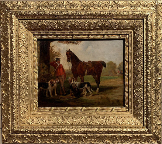 Famous British Artist James A. Walker(1841-1898) antique oil painting, Huntsman