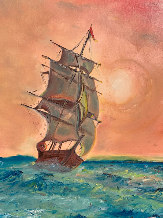 Large Oil Painting on Canvas, Seascape by Serg Graff "Clipper Ship Dream"