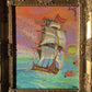 Textured Abstract Painting on Canvas by Serg Graff, "Naval Battle", seascape,  COA