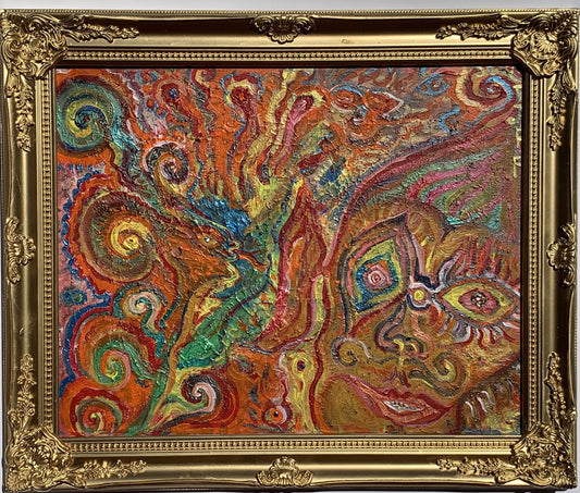 Textured Abstract Painting on Canvas by Serg Graff, "Magical Friends", COA