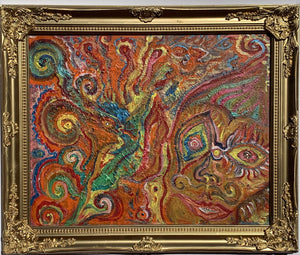 Textured Abstract Painting on Canvas by Serg Graff, "Magical Friends", COA