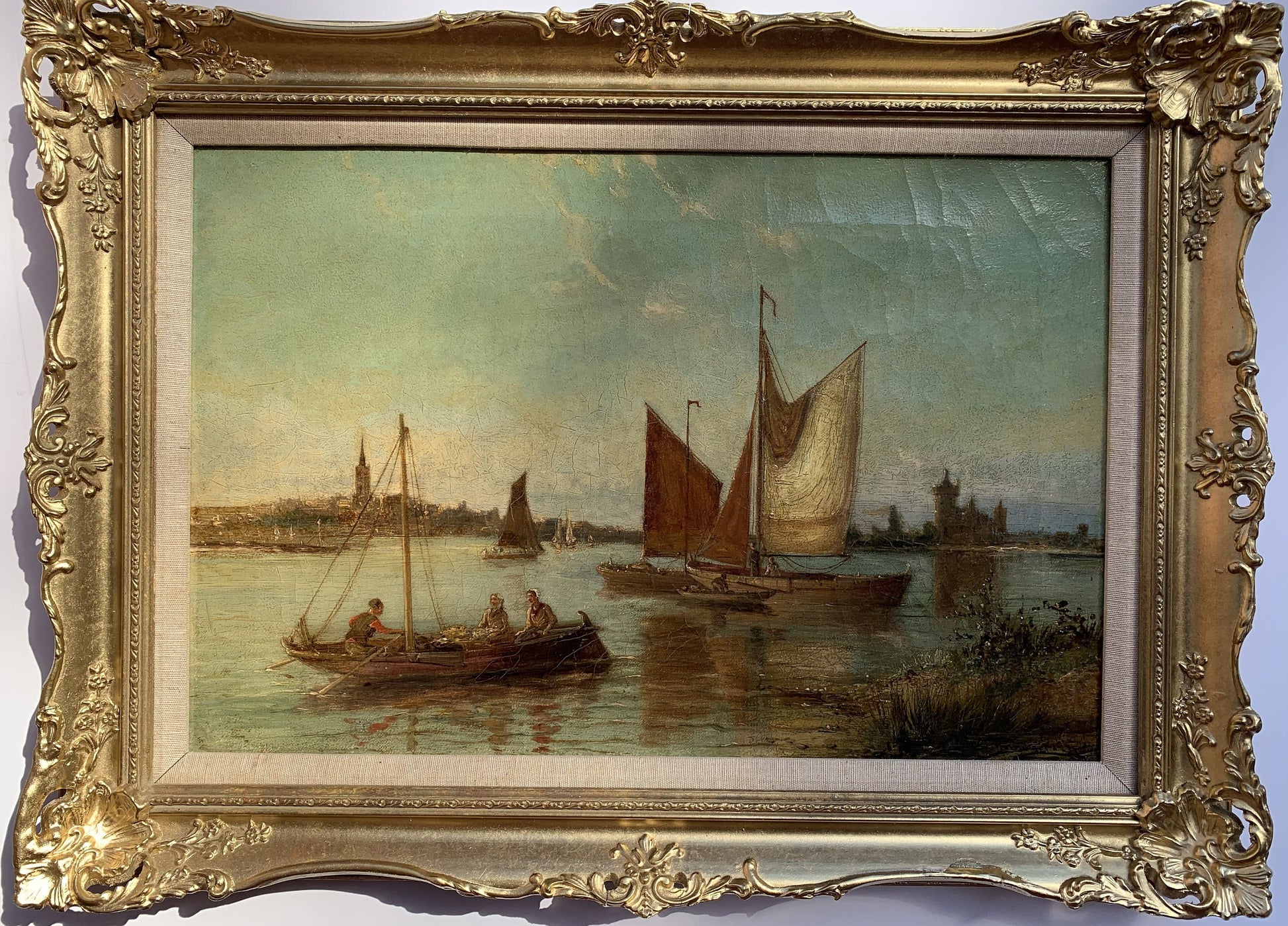 William Raymond Dommersen (Dutch, 1850-1927) Antique oil on canvas, Seascape