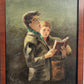 Antique/vintage original oil painting on canvas, Genre scene, Figures, framed