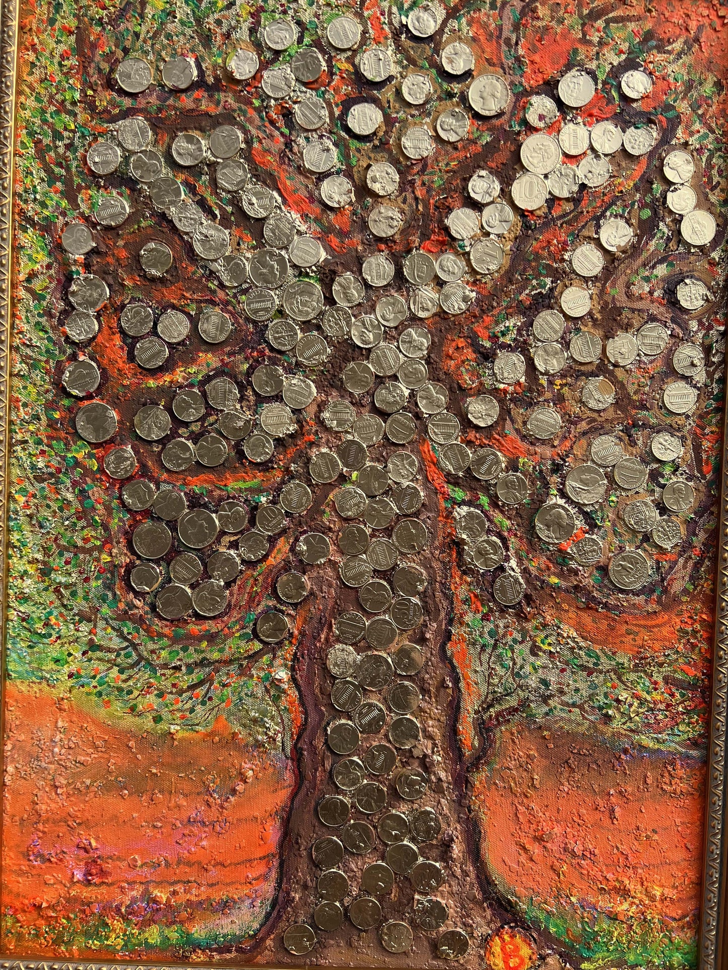 Original Abstract Painting on Canvas, "Money Tree" Signed Serg Graff, COA