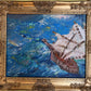 Textured Abstract Painting on Canvas by Serg Graff, "Sea Adventure" Seascape COA