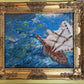 Textured Abstract Painting on Canvas by Serg Graff, "Sea Adventure" Seascape COA